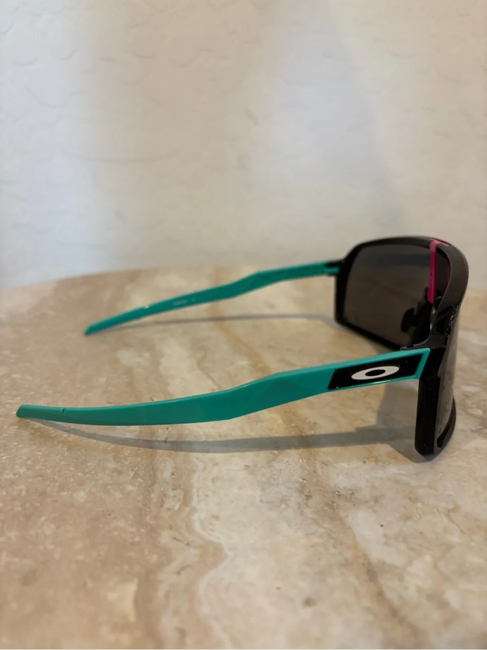 Oakley Sutro Oversized Shield Sunglasses in Black with Teal Temples